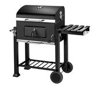 Carro de Barbacoa XXL Con Ruedas, Parrilla de Carbón Esmaltada, Antracita/Acero Inoxidable + Funda Protectora (107*115*68cm)