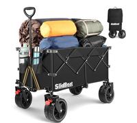 Carro de camping con ruedas universales grandes, carrito de playa con mango de rebote, carro plegable resistente para camping, jardín, carro de compras plegable para que los niños se sienten