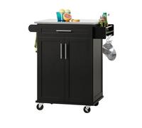 SoBuy Carrito Auxiliar con Ruedas Carro Cocina Carro Auxiliar Cocina Mesa Auxiliar Cocina Mueble Auxiliar de Cocina Estantería Cocina Isla Cocina con Ruedas Negro 80×46×90 cm FKW110-SCH