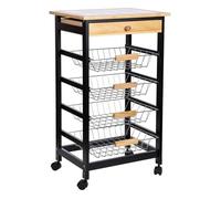 Carro de cocina de madera 47x37x82h cm negro