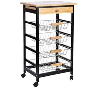 Carro de cocina de madera 47x37x82h cm negro