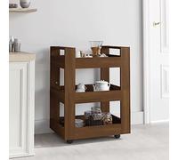 Carro de cocina de roble marrón, 60 x 45 x 80 cm, carrito de almacenamiento multifuncional con estantes, ideal para espacios de comedor y cocina