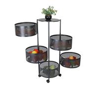 Relaxdays Carro de cocina con estantes giratorios negro
