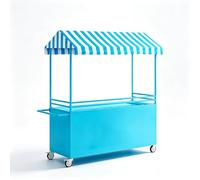 Carro de Comida con Toldo - Carrito Portátil de Concesión a Rayas, Stand Móvil de Vendedor con Ruedas, Gran Encimera & Almacenamiento para Eventos al Aire Libre, Barbacoas en Jardín(Blue,120cm/47in)
