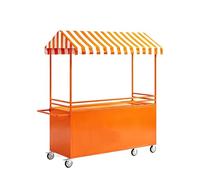 Carro de Comida con Toldo - Carrito Portátil de Concesión a Rayas, Stand Móvil de Vendedor con Ruedas, Gran Encimera & Almacenamiento para Eventos al Aire Libre, Barbacoas en Jardín(Orange,120cm/47in)