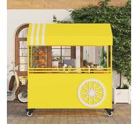 Carro de Comida Móvil con Toldo Reforzado,Puesto de Exhibición de Alimentos Móvil con Ruedas con Freno,Soporte para Postres para Fiestas y Venta Aire Libre(Giallo,120x60x190cm)