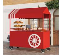Carro de Comida Móvil con Toldo Reforzado,Puesto de Exhibición de Alimentos Móvil con Ruedas con Freno,Soporte para Postres para Fiestas y Venta Aire Libre(Rosso,120x60x190cm)