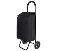 Carro de Compra Plegable 2 Ruedas. Carrito de la Compra Ligero con Bolsa Impermeable. Carga hasta 25kg. Capacidad 35 litros. Multiusos Estructura de Acero. Negro