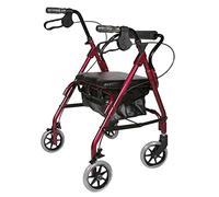 Carro de compras autopropulsado para ancianos con asiento, plegable, altura ajustable, cuatro ruedas, regalo (45 x 83 rojo) (45 x 83 rojo) Beauty Comes