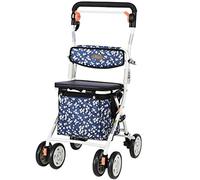 Carro De Compras De Comestibles para Ancianos, Andador con Ruedas Plegable con Sistema De Freno Y Mango De Espuma, Carro Utilitario con Respaldo Suave (S : 90cm)