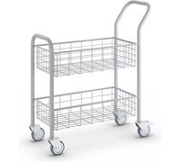 eurokraft pro Carro de oficina y carro de distribución de correo, carga máx. 200 kg, aluminio blanco, L x A x H 890 x 380 x 1010 mm, 2 pisos