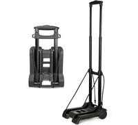 Carro de equipaje plegable con 2 cuerdas elásticas, 35 kg, carretilla de mano de 2 ruedas, ideal para viajes, mudanzas, compras, oficina y más. Carretilla plegable con 2 ruedas, compacta y ligera