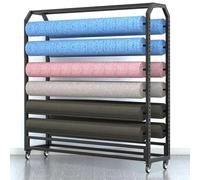 Carro de exhibición comercial grande para tela, rollo de vinilo resistente, varillas ajustables de doble cara para películas/envolturas, 12 varillas, solución de almacenamiento de 175 cm