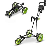 Carro de Golf Plegable y Ligero, 3 Ruedas con Freno de Pie, Porta Paraguas y Portavasos, Mango Ajustable y Bolsa de Almacenamiento