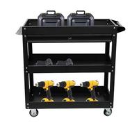 Carro de herramientas con ruedas de 3 capas, con 4 ruedas, 150 kg de capacidad de carga, para talleres, garajes, almacenes, obras, 76,3 x 35,3 x 83,5 cm, color negro