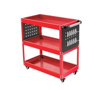 Carro de Herramientas con Ruedas de 3 Niveles, Organizador Lateral Colgante, Carro de Servicio for Reparaciones de automóviles, talleres de reparación de automóviles.(Red)