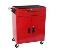 Carro de herramientas de metal de 3 niveles con ruedas bloqueables y cajón de 660 libras de capacidad. Ideal para garaje, almacén y taller de reparación, organizador de almacenamiento de servicio rojo