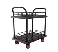 Carro de herramientas rodante de 2 niveles con ruedas, capacidad de 150 kg, carrito de servicio industrial para garaje, hogar, hotel, reparación y taller, carrito utilitario negro