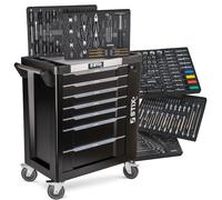 STIX UltimatePro A7 Carro de Herramientas con 267 Herramientas 7 cajones | Herramientas de acero Cr-V, superficie de trabajo de acero inoxidable, gabinete lateral incluido, diseño bloqueable