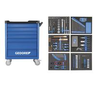 Carro de herramientas workster smartline, lleno GEDORE, 7 cajones, con surtido de 190 herramientas