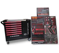 Carro de herramientas XXL lleno de herramientas | 7 cajones llenos | carro de taller para coche con aspecto de carbono | Caja de herramientas para coche equipada con herramientas profesionales Red