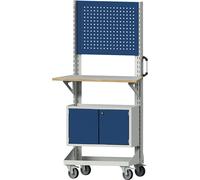 Carro de herramientas y material ANKE, con placa perforada, placa de trabajo, armario