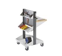 Carro de herramientas y material ANKE, rodante, 3 repisas, 2 baldas de cubeta