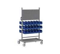 Carro de herramientas y material con panel perforado y 6 rieles para cajas