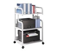 Carro de Impresora Móvil con Ruedas Estructura de Acero Grueso Soporte Impresora con Protección Deflectora Mesa Auxiliar Cocina para Estudio Oficina(White,52 * 34 * 89.5cm)