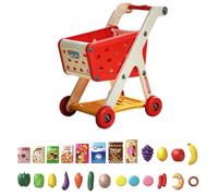 Carro de juguete para niños con 25 accesorios de verduras de frutas, juego de rol, para jugar a los niños de comida, perfecto color rojo