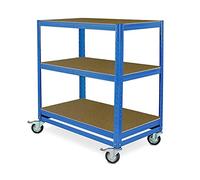 Carro de la Comisión con 3 Niveles, 900 x 500 x 1030 mm, Azul, Capacidad de Carga de 200 kg
