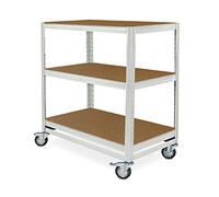 Carro de la Comisión con 3 Niveles, 900 x 500 x 1030 mm, Color Gris Claro, Capacidad de Carga de 200 kg