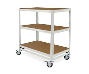 Carro de la Comisión con 3 Niveles, 900 x 500 x 1030 mm, Color Gris Claro, Capacidad de Carga de 200 kg