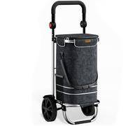 Monzana Carro de la Compra Negro 56L hasta 50 Kg con Ruedas Bolsa Extraíble Plegable Carrito de Supermercado