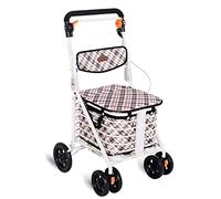 Carro de la compra autopropulsado portátil plegable para ancianos, de hierro forjado, 6 ruedas, con asiento acolchado y frenos, andador para ancianos, estrella de luz
