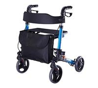 Carro De La Compra Ayudante Mayor Caminante Que Camina Caminador Plegable De Cuatro Ruedas Carro con Asiento con Ruedas Silla De Ruedas Pequeña Walker (Color : Black, Size : 75 * 66 * 92cm)
