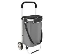 Carro de la Compra bremermann BRINKUM - 45 L de Capacidad, Carro de la Compra Plegable, con Bolsa In ompartimento Nevera, Chip de Compra y Tiras reflectoras (Gris)