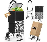 Carro de la compra de aluminio de 50 litros con compartimento frigorífico, carrito de la compra con corredor de escaleras, carro de la compra plegable, bolsa de la compra con 6 ruedas, cesta de la