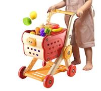 Carro de la compra de juguete - 4,33 pulgadas, juego de rol, con alimentos para jugar, habilidades de aprendizaje con ficción, juego de juegos para niños pequeños, niños y niñas, plasti