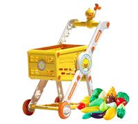 Carro de la compra de juguete,Carro de comida de juguete con comida falsa | Cocina interactiva educativa falsa para niños preescolares ideal para fiestas y cumpleaños