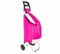 Carro de la Compra Ligero, Capacidad de Carga 42 litros, Bolsillo Frontal con Cremallera, con Ruedas Resistentes a la Lluvia, para la Compra de Alimentos, 35x25x94cm, Grande (Fucsia)