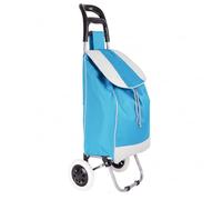 Carro de la Compra Ligero, Capacidad de Carga 42 litros, Bolsillo Frontal con Cremallera, con Ruedas Resistentes a la Lluvia, para la Compra de Alimentos, 35x25x94cm, Grande (Azul Claro)