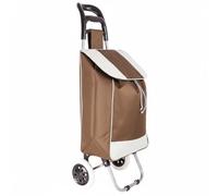Carro de la Compra Ligero, Capacidad de Carga 42 litros, Bolsillo Frontal con Cremallera, con Ruedas Resistentes a la Lluvia, para la Compra de Alimentos, 35x25x94cm, Grande (Marron)