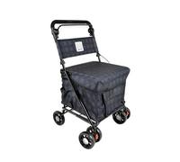 Carro de la compra ligero para caminar y descansar con asiento y respaldo acolchados, carrito de caminar, carrito de movilidad, rodador, 6 ruedas, ayuda a la movilidad (totalmente montado listo para