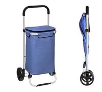 Carro de la Compra Plegable Carrito de Mercado en Aluminio Super Ligero 60L litros, Bolsa Impermeable Subir y Bajar escaleras. (Azul)