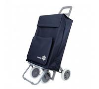 Carro de la Compra Plegable con Bolsa Térmica 4 Ruedas para Subir Escaleras, Carrito del Mercado, Bolsa Impermeable isotérmica de 46L litros. Porta Paraguas. (Azul-1)