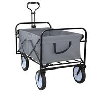 Carro de la compra plegable con frenos gris tejido Oxford | Manillar ajustable, ruedas delanteras con frenos, cesta lavable, metal reforzado, capacidad 200 kg