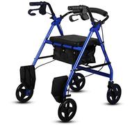 Carro de la compra plegable de aluminio para caminar con asiento, freno de mano y reposapiés (azul)