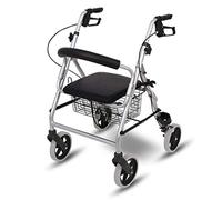 Carro de la compra plegable de cuatro ruedas estándar autopropulsado, para ancianos, ergonómico, antideslizante, portátil, altura ajustable, regalo (67 x 59 cm, negro) (67 x 59 cm, negro) fiable