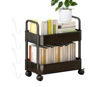 Carro De Librería Rodamiento - Estante De Almacenamiento De Libros Móvil De 2 Niveles, Bocadillo Para El Hogar Y Carro De Almacenamiento De Juguetes | Estante Plegable Con Ruedas Para Una Organización